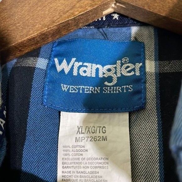 Wrangler Mens Plaid Flannel Shirt Long Sleeve Western Button Down SIze XL - Picture 5 of 9